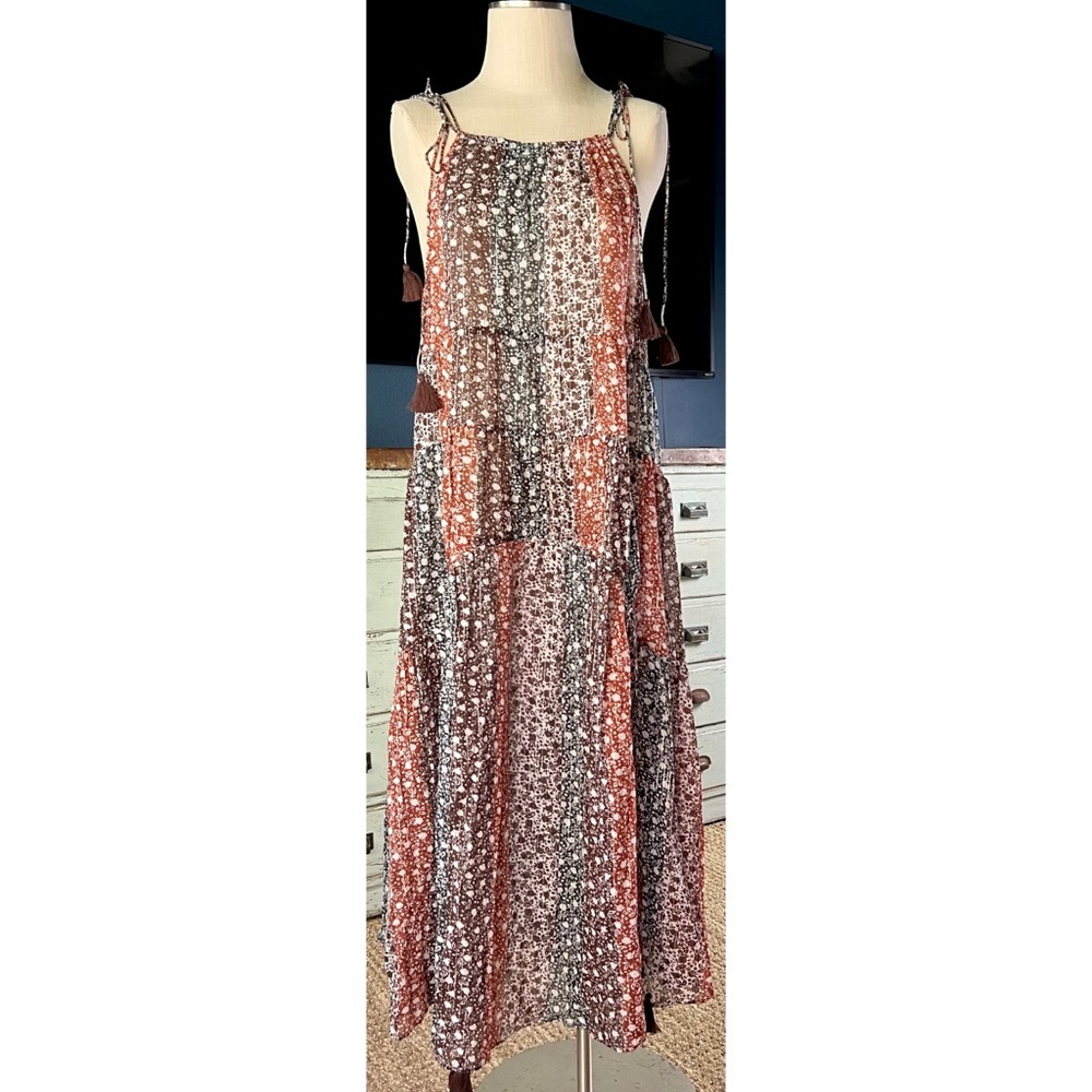 Anthropologie Shirred Beach Maxi Dress L